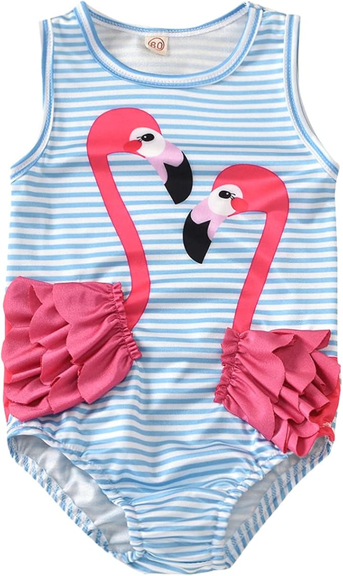 女婴夏季连体泳衣套装泳装幼儿儿童火烈鸟比基尼泳装